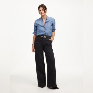 NWT Madewell Superwide-Leg Trouser Jeans Black Rinse Wash size W 31